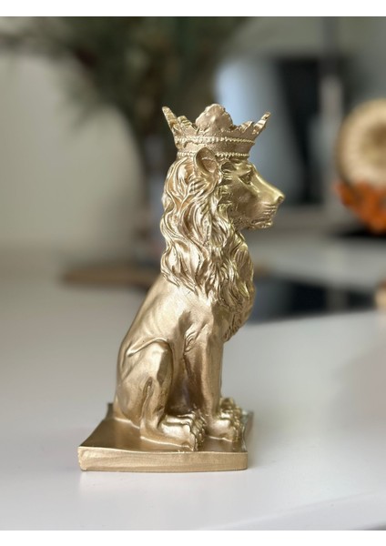 Gold Taçlı Aslan Heykel Biblo Ev Dekorasyon modelleri