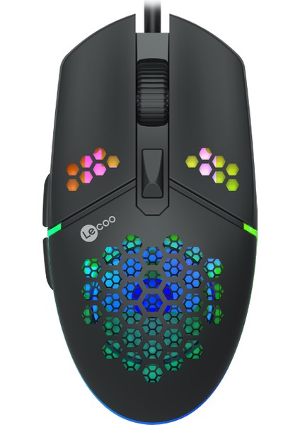 Lenovo Lecoo MS105 Kablolu RGB LED Aydınlatmalı 3200DPI 6 Tuşlu Gaming Mouse Siyah