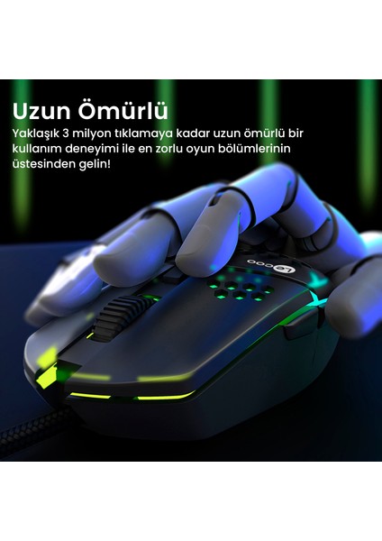 Lenovo Lecoo MS105 Kablolu RGB LED Aydınlatmalı 3200DPI 6 Tuşlu Gaming Mouse Siyah