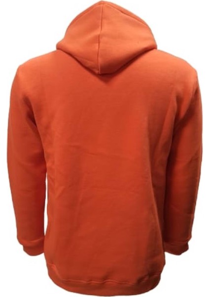 Cool T01128 Erkek Pamuklu Kapüşonlu Şardonlu Üç Iplik Sweatshirt - T01128 - Oranj - ST01128-ORANJ-XL