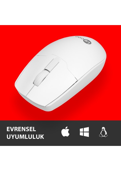 WS204 Kablosuz 1200DPI 3 Tuşlu Optik Mouse Beyaz