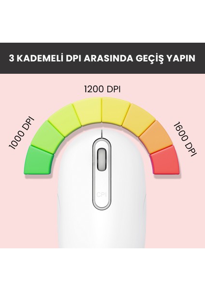 WS207 Şarj Edilebilir Kablosuz 1600DPI 4 Tuşlu Sessiz Kompakt Optik Mouse Beyaz