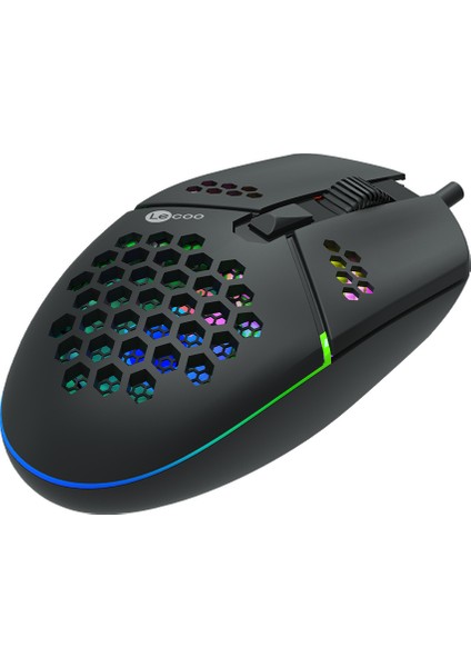 Lenovo Lecoo MS105 Kablolu RGB LED Aydınlatmalı 3200DPI 6 Tuşlu Gaming Mouse Siyah