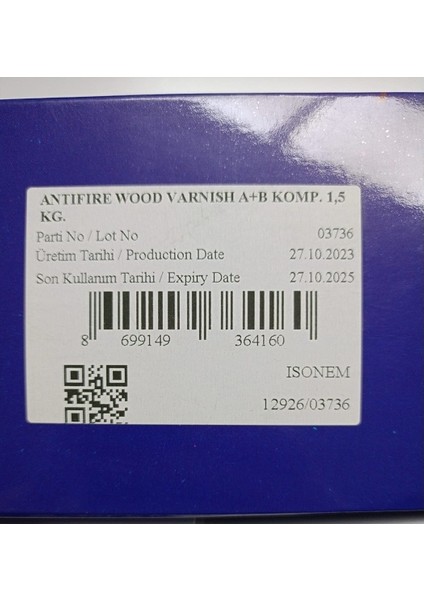 Isonem Antıfıre Woodvernik1,5 kg fırsatları