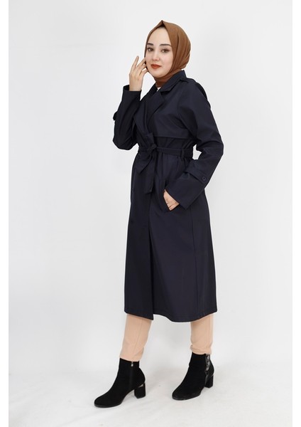 Bycoolest Butik 11010 Bycoolest Butik Kumaş Beli Bağlamalı Orta Boy Trençkot fiyatları