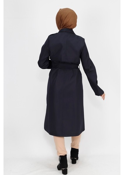 Bycoolest Butik 11010 Bycoolest Butik Kumaş Beli Bağlamalı Orta Boy Trençkot fırsatları