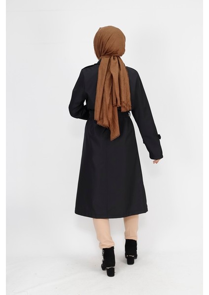 Bycoolest Butik 11010 Bycoolest Butik Kumaş Beli Bağlamalı Orta Boy Trençkot