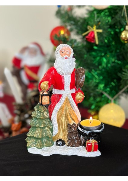 Fenerli Mumluk Noel Baba Yılbaşı Yeni Yıl Heykel Dekorasyon Biblo
