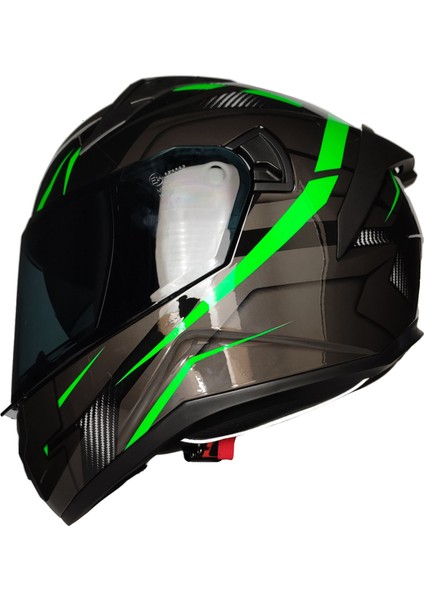 -801 Snake Kapalı Kask (Lead Green)