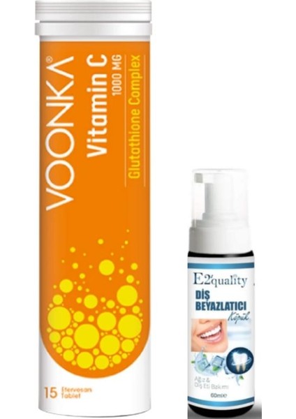 Vitamin C Glutathione Complex Efervesan 15 Tablet- Diş Beyazlatıcı Köpük Hediye