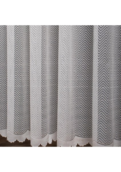 Taç Balık Sırtı Desen 1/2,5 Normal Pile Tül Perde Tek Kanat - Ekru - Vizon 100 x 250 cm