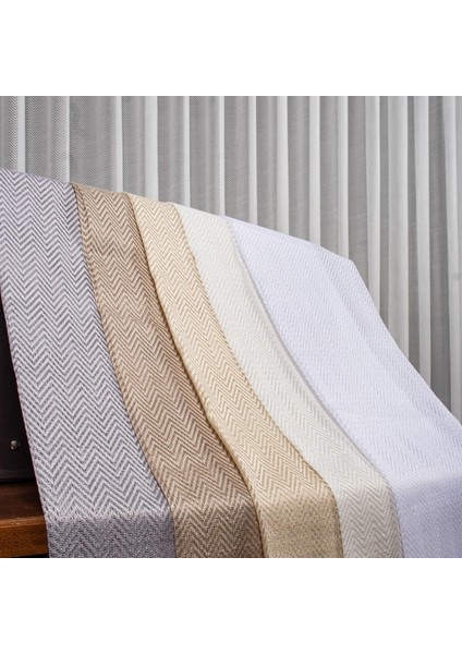 Taç Balık Sırtı Desen 1/2,5 Normal Pile Tül Perde Tek Kanat - Ekru - Vizon 100 x 250 cm