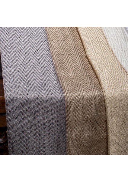 Taç Balık Sırtı Desen 1/2,5 Normal Pile Tül Perde Tek Kanat - Ekru - Vizon 100 x 250 cm