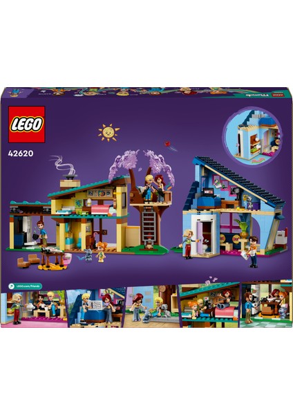 LEGO® Friends Olly ve Paisley'nin Aile Evleri 42620 - 7 Yaş ve Üzeri Çocuklar için 5 Minifigür İçeren Yaratıcı Oyuncak Yapım Seti (1126 Parça)