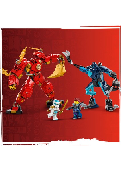 NINJAGO® Kai’nin Ateş Elementi Robotu 71808 - 7 Yaş ve Üzeri Çocuklar için Ninja Figürü İçeren Yaratıcı Oyuncak Yapım Seti (322 Parça)