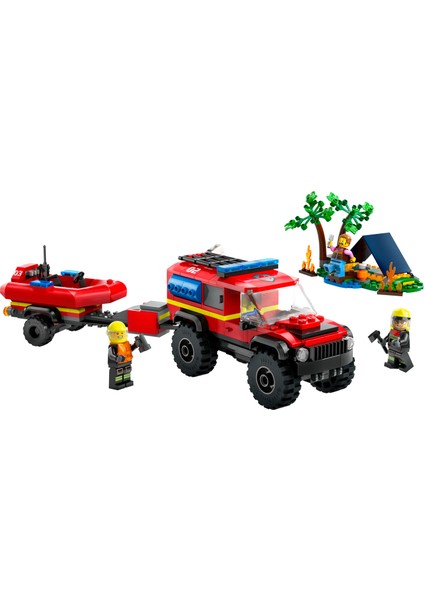 ® City 4x4 Kurtarma Botlu İtfaiye Kamyonu 60412 - 5 Yaş & Üzeri Çocuklar için Yaratıcı Oyuncak Yapım Seti (301 Parça)