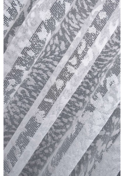 Taç 1/3 Sık Pile Jakar Tül Perde Tek Kanat - Ekru - Vizon 120 x 260 cm fiyatları