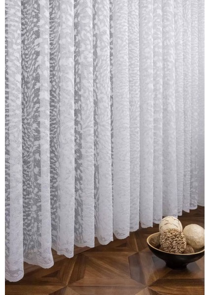 Taç 1/3 Sık Pile Jakar Tül Perde Tek Kanat - Ekru - Vizon 120 x 260 cm fırsatları