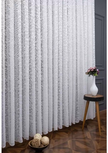 Taç 1/3 Sık Pile Jakar Tül Perde Tek Kanat - Ekru - Vizon 120 x 260 cm indirimleri