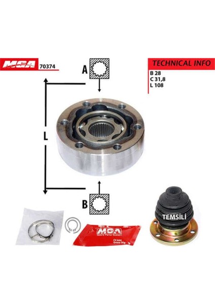 70374 70374 Aks Kafası Iç Caddy Iıı 04-10 1.9 Tdı Bjb