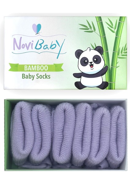 3'Lü Bambu Yenidoğan Bebek Çorap Purple Lila