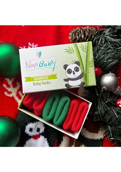 3'Lü Bambu Yenidoğan Bebek Çorap Christmas fiyatları