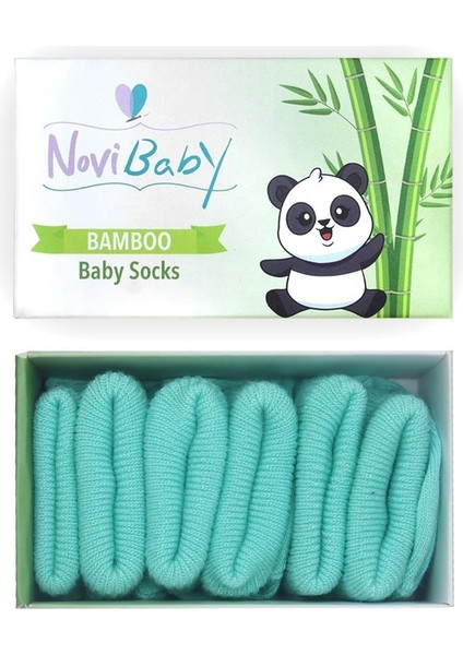 3'Lü Bambu Yenidoğan Bebek Çorap Sea Green Mint