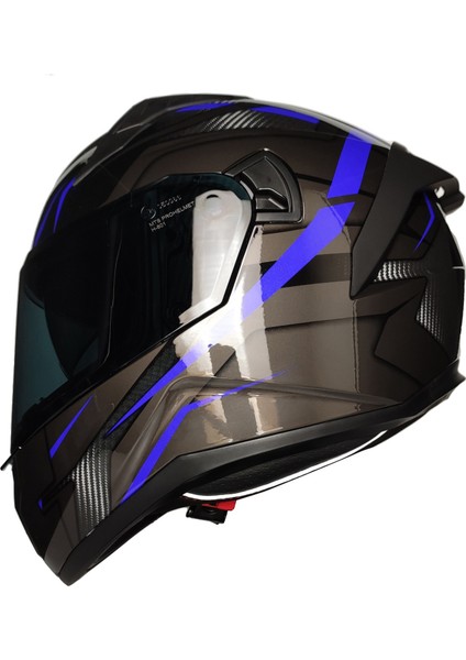 -801 Snake Kapalı Kask (Lead Blue)