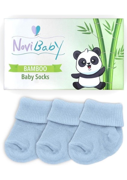 3'Lü Bambu Yenidoğan Bebek Çorap Dusty Blue Mavi fiyatları