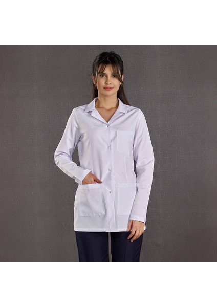 Kadın Klasik Yaka Laboratuvar Önlüğü Hemşire Eczacı Öğretmen Doktor Alpaka Kumaş