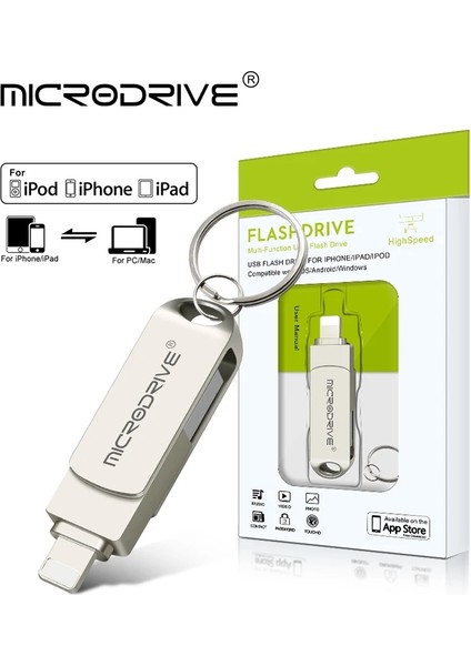 64GB.İphone Lightning ve Usb 3.0 USB Flash Bellek Otg Çift Giriş Sağlam Metal ve kaliteli