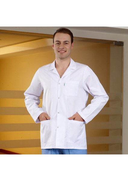 Erkek Klasik Yaka Laboratuvar Önlüğü Hemşire Eczacı Öğretmen Doktor Alpaka Kumaş