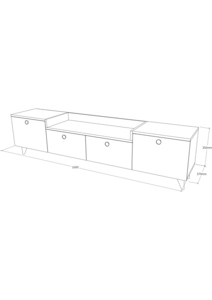 Leon Ceviz Tv Sehpası 160 cm 4 Kapaklı Tv Ünitesi