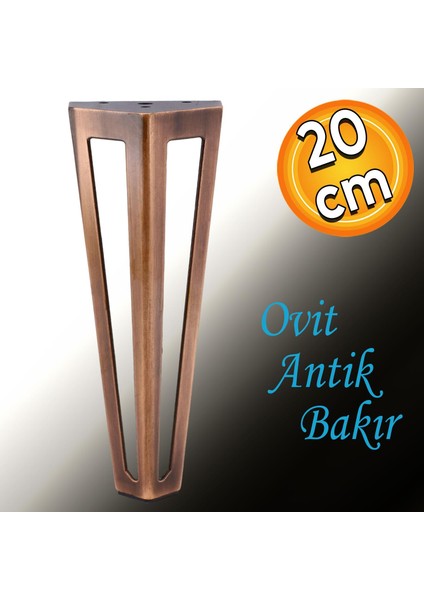 Ovit Ünite Mobilya Koltuk Kanepe Konsol Sehpa Tv Masa Ayağı Metal Ayakları 20 cm Antik Bakır
