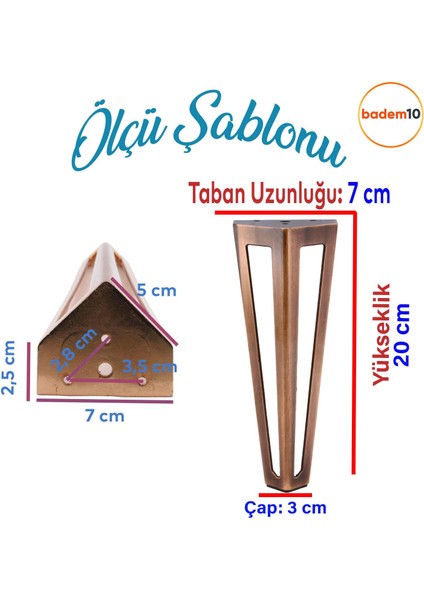 Ovit Ünite Mobilya Koltuk Kanepe Konsol Sehpa Tv Masa Ayağı Metal Ayakları 20 cm Antik Bakır fiyatları