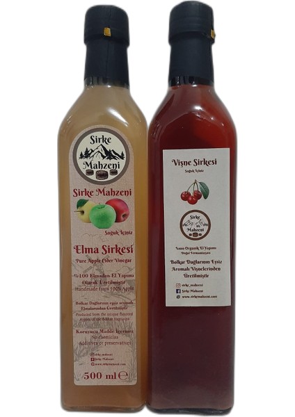 Elma Sirkesi+Vişne Sirkesi 500ML 2li Paket