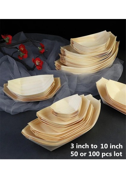 4.5 cm 50 Adet 50 100 Adet Suşi Shushi Ahşap Tekne Doğal Bambu Tek Kullanımlık Kayık Salata Tatlı Çam Kek Tekne Aperatif Kasesi Mat Suşi Tabağı Tepsisi (Yurt Dışından)