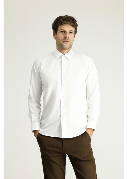 Uzun Kol Slim Fit Klasik Non Iron Pamuklu Gömlek modelleri