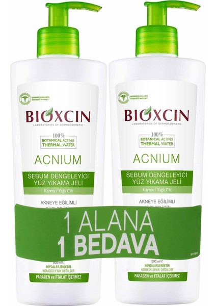 Acnium Sebum Dengeleyici Yüz Yıkama Jeli 500 ml + 500 ml Avantaj Paket