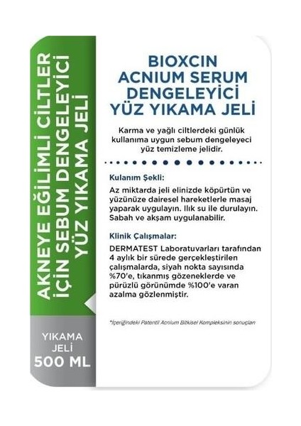 Acnium Sebum Dengeleyici Yüz Yıkama Jeli 500 ml + 500 ml Avantaj Paket