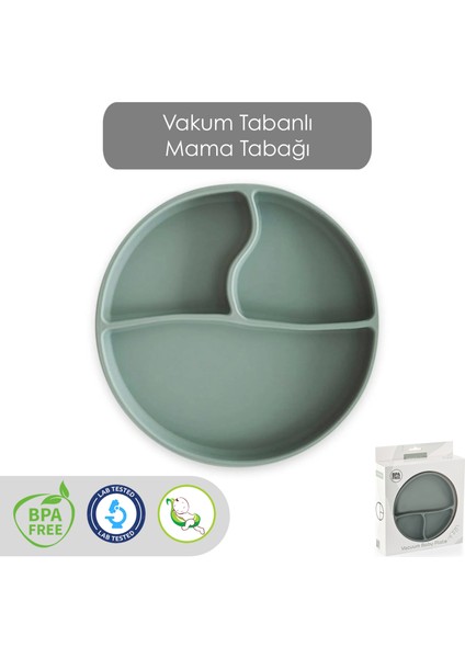 Vakum Tabanlı Silikon Tabak - Bebek Silikon Mama Tabağı