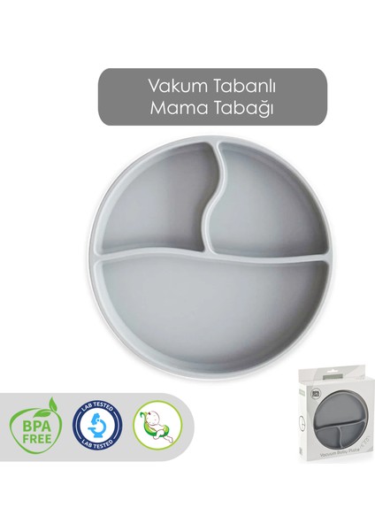 Vakum Tabanlı Silikon Tabak - Bebek Silikon Mama Tabağı