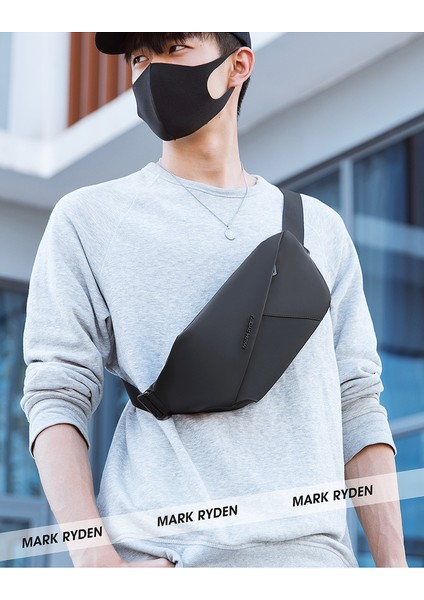 Mark Ryden Küçük Göğüs Çantası Erkek Rahat Spor Crossbody Çanta Moda Sokak Trendı Omuz Çantası Erkek Çantası (Yurt Dışından)