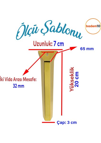 Vera Sehpa Masa Puf Tabure Ünite Tv Baza Koltuk Ayağı Mobilya Ayakları Ayağı Metal Ayak 20 cm Altın