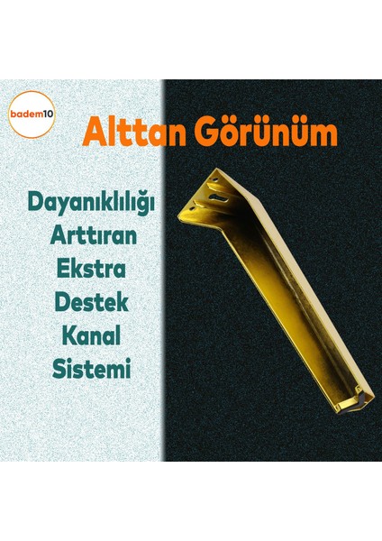 Vera Sehpa Masa Puf Tabure Ünite Tv Baza Koltuk Ayağı Mobilya Ayakları Ayağı Metal Ayak 20 cm Altın