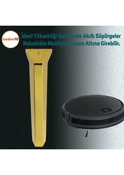 Vera Sehpa Masa Puf Tabure Ünite Tv Baza Koltuk Ayağı Mobilya Ayakları Ayağı Metal Ayak 20 cm Altın