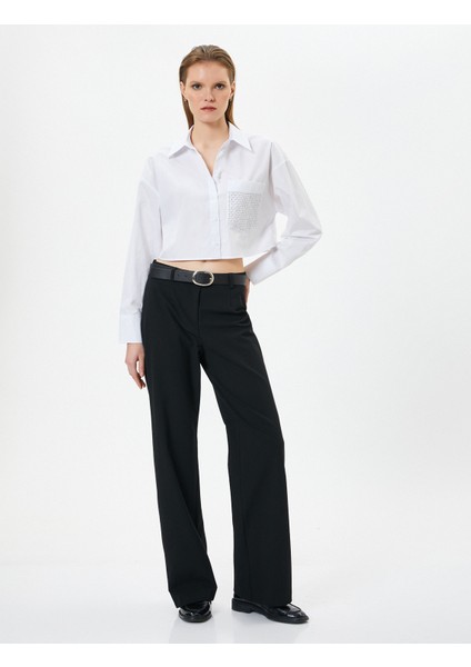 Crop Uzun Kollu Gömlek Cep Detaylı Düğmeli Pamuklu fiyatları