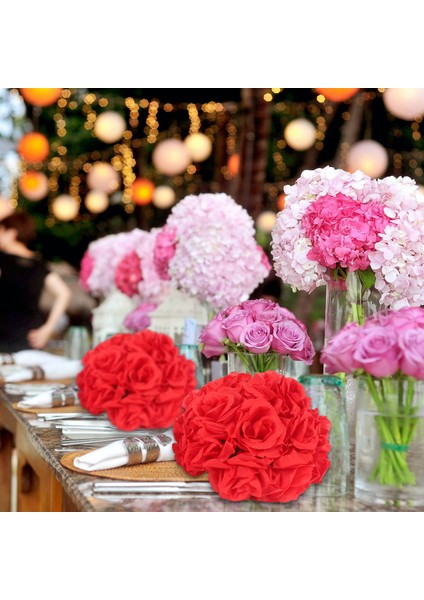 8 "(20 Cm) Düğün Süslemeleri Yapay Gül Ipek Çiçek Topu Centerpieces Nane Dekoratif Asılı Çiçek Topu Şarap (Kırmızı) (Yurt Dışından)