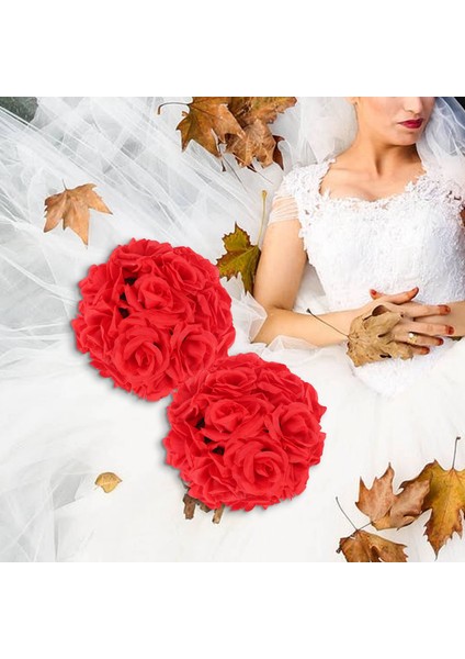 8 "(20 Cm) Düğün Süslemeleri Yapay Gül Ipek Çiçek Topu Centerpieces Nane Dekoratif Asılı Çiçek Topu Şarap (Kırmızı) (Yurt Dışından)