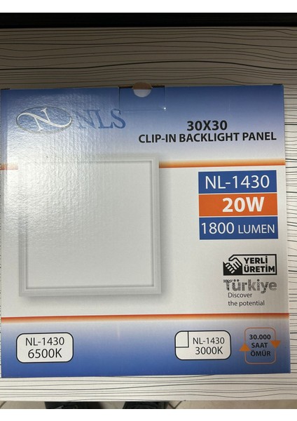 30X30 Clipin Tavan Armatür Beyaz Nls NL-1430 20W